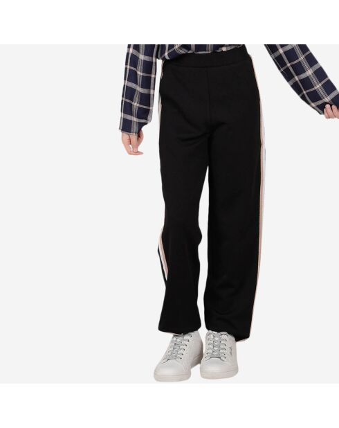 Pantalon droit bandes contrastantes noir